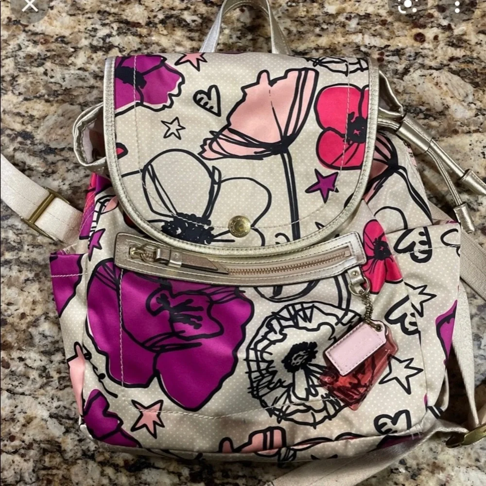 coach daisy nylon signature backpack Kate Spade Chelsea Print Medium Bag in Black Multi k607 – Y2K Vintage Coach Bags &